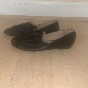 Elizabeth and James black leather flats